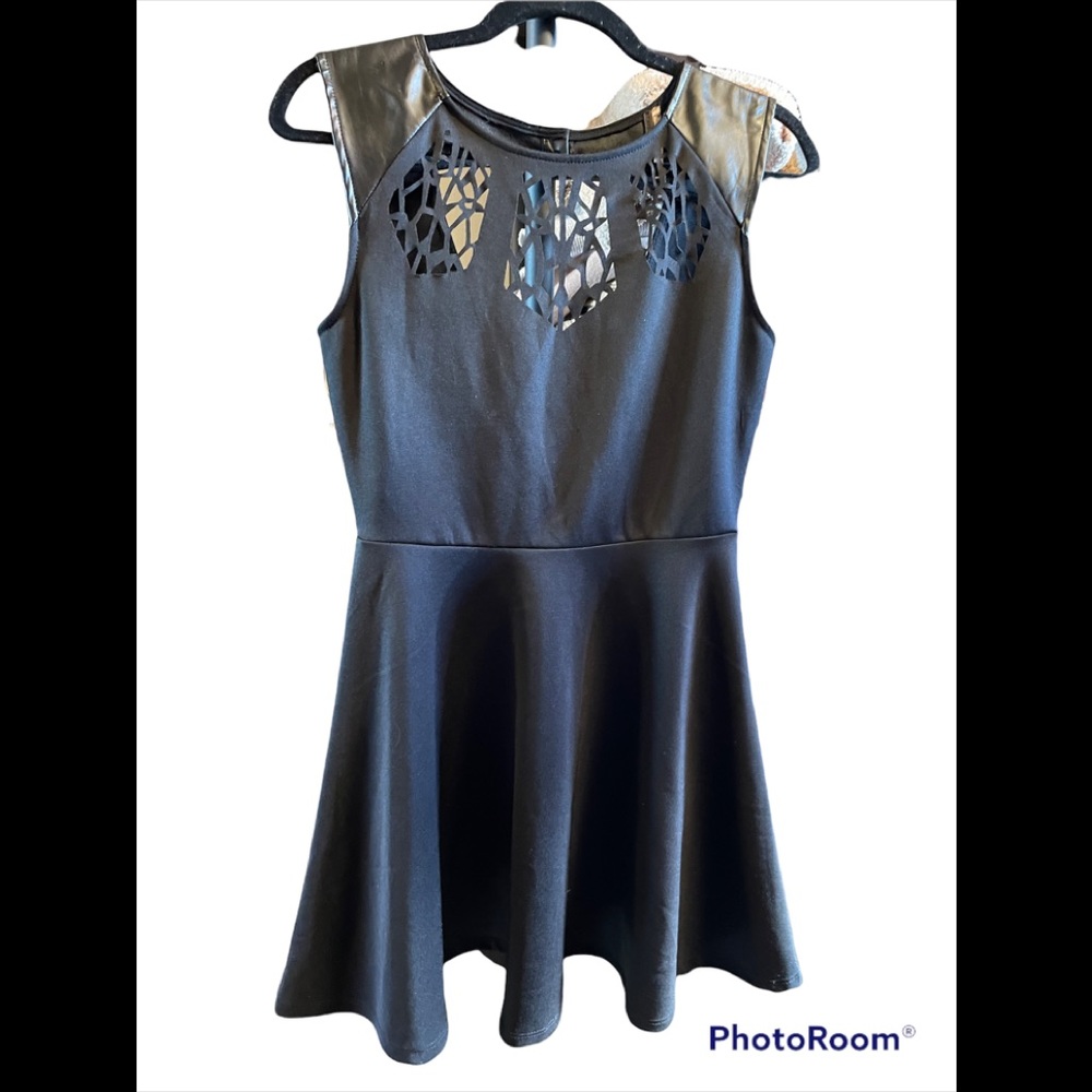 Poof! Little Black Dress Laser Cut Outs Open Back.
